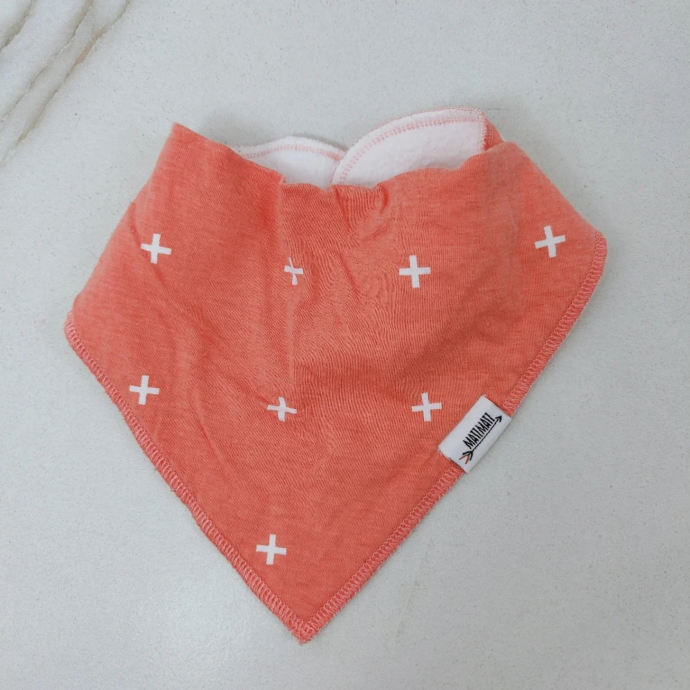 Matimati Baby Infant Orange White Bandana Bib, OS